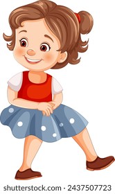 Cheerful young girl dancing in a cute outfit.