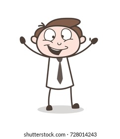 Cheerful Young Leader Expression Vector Illustration