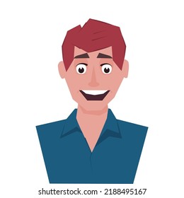Cheerful Young Man Character On White Background.