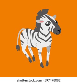 Cheerful zebra on an orange background. vector illustration