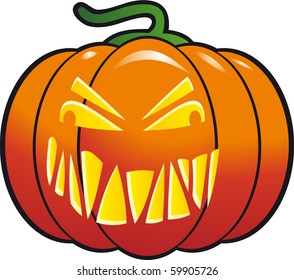 A cheerfull halloween pumpkin isolated on white background