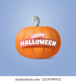 A cheerfullooking pumpkin adorned with a festive happy Halloween ribbon wrapped lovingly around its vibrant orange surface