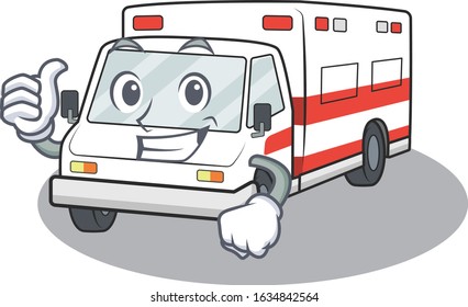 Cheerfully ambulance making the Thumbs up gesture