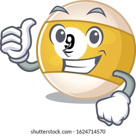 Cheerfully billiard ball making Thumbs up gesture