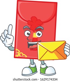 Cheerfully chinese envelope mascot design with envelope