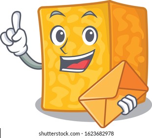 Cheerfully colby jack cheese mascot design with envelope