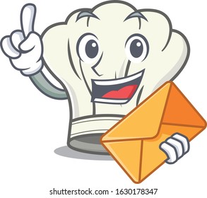 Cheerfully cook hat mascot design with envelope