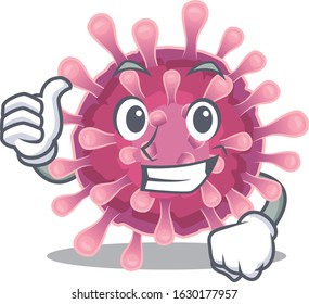 Cheerfully corona virus making Thumbs up gesture