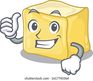 Cheerfully creamy butter making Thumbs up gesture