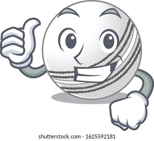 Cheerfully cricket ball making Thumbs up gesture