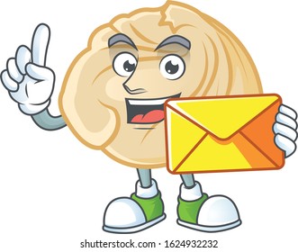 Cheerfully a dumpling mascot design with envelope