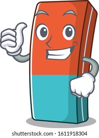 Cheerfully eraser making Thumbs up in gesture