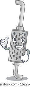 Cheerfully exhaust pipe making Thumbs up gesture