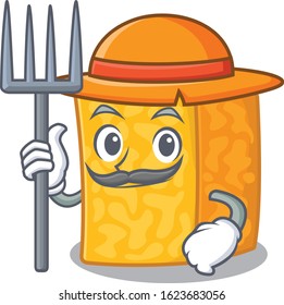 Cheerfully Farmer colby jack cheese cartoon picture with hat and tools