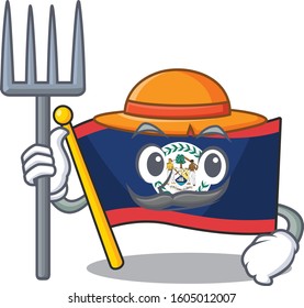 Cheerfully Farmer flag belize cartoon picture with hat and tools