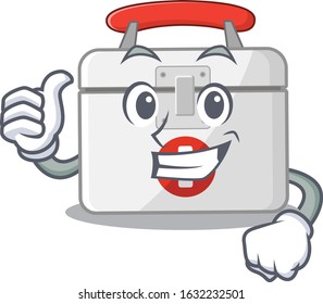 Cheerfully first aid kit making Thumbs up gesture