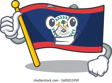 Cheerfully flag belize making Thumbs up gesture