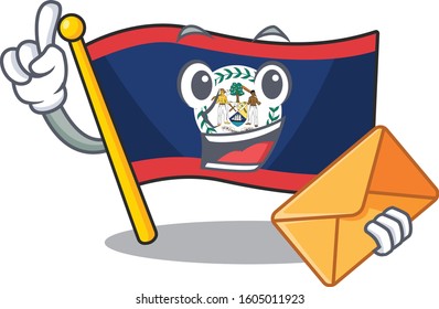 Cheerfully flag belize mascot design with envelope