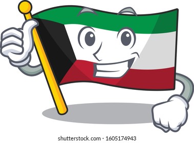Cheerfully flag kuwait making Thumbs up gesture