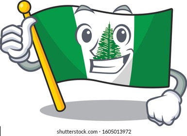 Cheerfully flag norfolk island making Thumbs up gesture