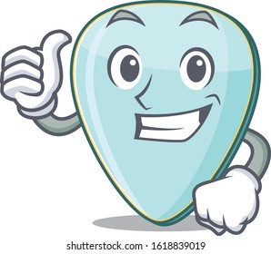 Cheerfully guitar plectrum making Thumbs up gesture