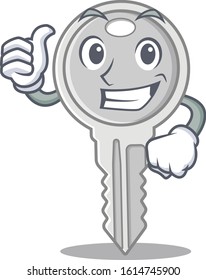 Cheerfully key making with Thumbs up gesture