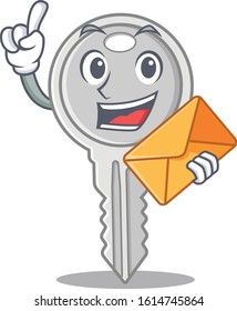 Cheerfully key mascot design with in envelope