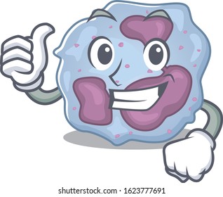 Cheerfully leukocyte cell making Thumbs up gesture