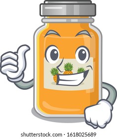 Cheerfully pineapple jam making Thumbs up gesture