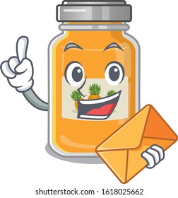 Cheerfully pineapple jam mascot design with envelope