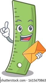 Cheerfully ruler mascot design with in envelope