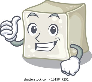 Cheerfully sugar cube making Thumbs up gesture