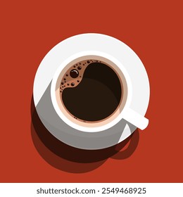 cheerfulness. coffee, cup of coffee on a red background. vector