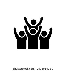 Cheering Audience with Hands Up Icon