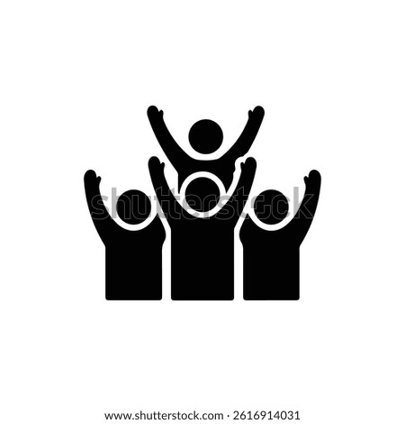 Cheering Audience with Hands Up Icon