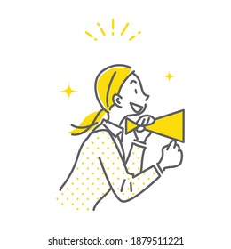 cheering business person, simple hand-drawn illustration