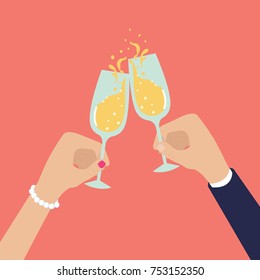 Cheering with the champagne, party.