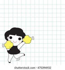 Cheering Character Paper Note illustration