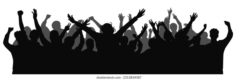 Cheering crowd at a concert.. Happy group of young people dancing at musical concert