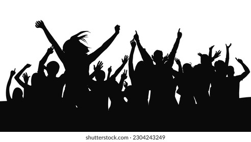 Cheering crowd at a concert. People raising hand at the concert