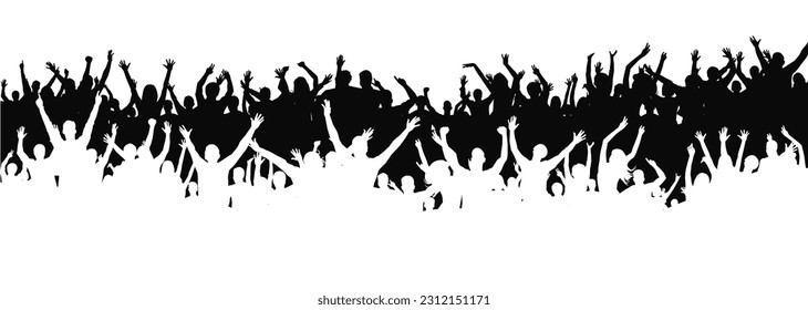 Cheering crowd at a concert. People raising hand at the concert