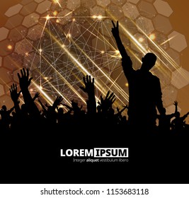 Cheering crowd at concert - vector illustration