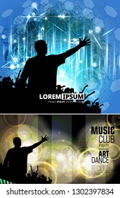 Cheering crowd at concert - vector illustration