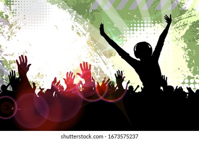 Cheering crowd at the concert - vector illustration