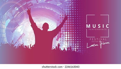 Cheering crowd at the concert - vector illustration