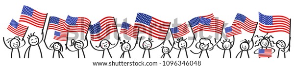 Cheering Crowd Happy Stick Figures American Stock Vector (Royalty Free ...