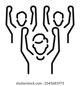 Cheering crowd icon in line style 