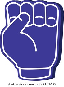 Cheering foam fist. Fight support blue symbol