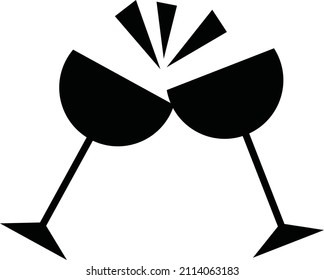 cheering glasses silhouette icon vector
