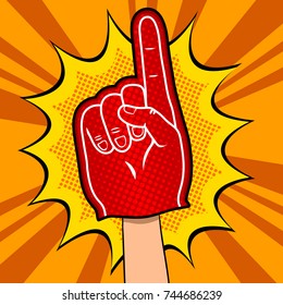 Cheering glove pop art retro vector illustration. Comic book style imitation.